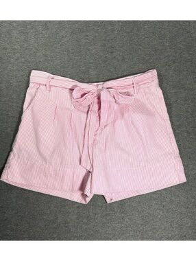 Lauren James Co. Pink and White Striped Bow Shorts, Size M